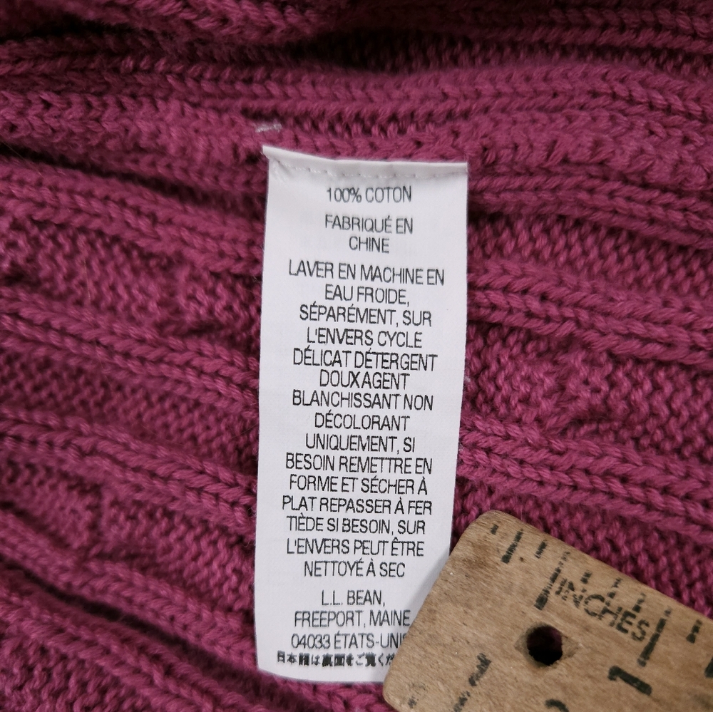 L.L. Bean Raspberry Cable Knit Cardigan - Picture 12 of 15